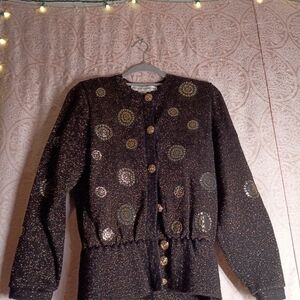 Chic Black and Gold Women's Cardigan